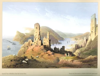 Carlo Bossoli. Gesamtansicht von den genuesischen Befestigungen